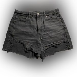 Black Ripped Jean Shorts